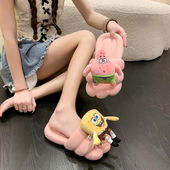 海绵宝宝24夏新款 个性 卡通女拖鞋 一字拖露趾凉拖软底防滑家居可爱