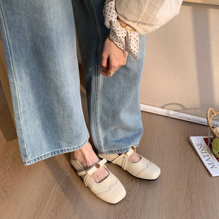 法式复古方头玛丽珍鞋女2026春秋新款浅口通勤工作鞋平底简约单鞋,女鞋,浅口单鞋,淘宝优惠券,粉丝福利购,淘宝优惠卷
