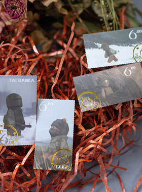 砚池原创彩虹六号r6s俄罗斯干员烫金熊熊邮票贴纸机枪哥fuze