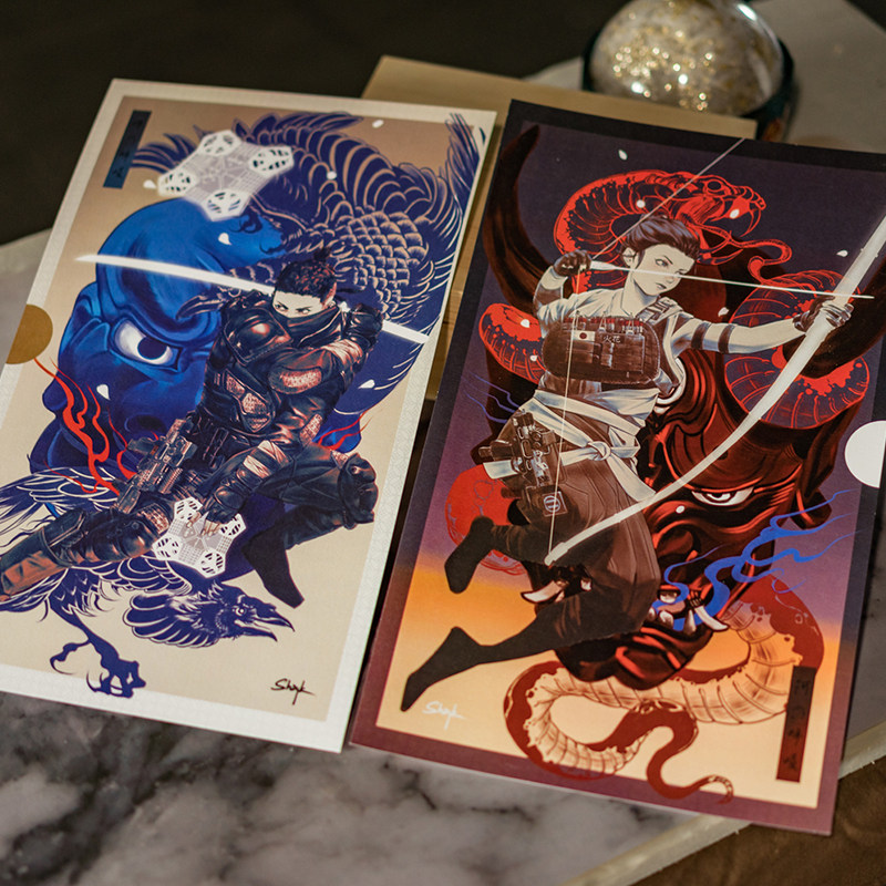 砚池原创彩虹六号围攻周边hibana/echo浮世绘海报银卡逆向明信片