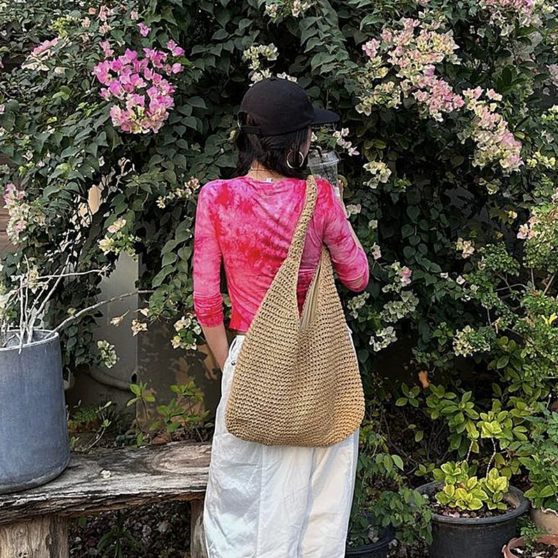 large size woven bag for women Beach vacation knitted bags