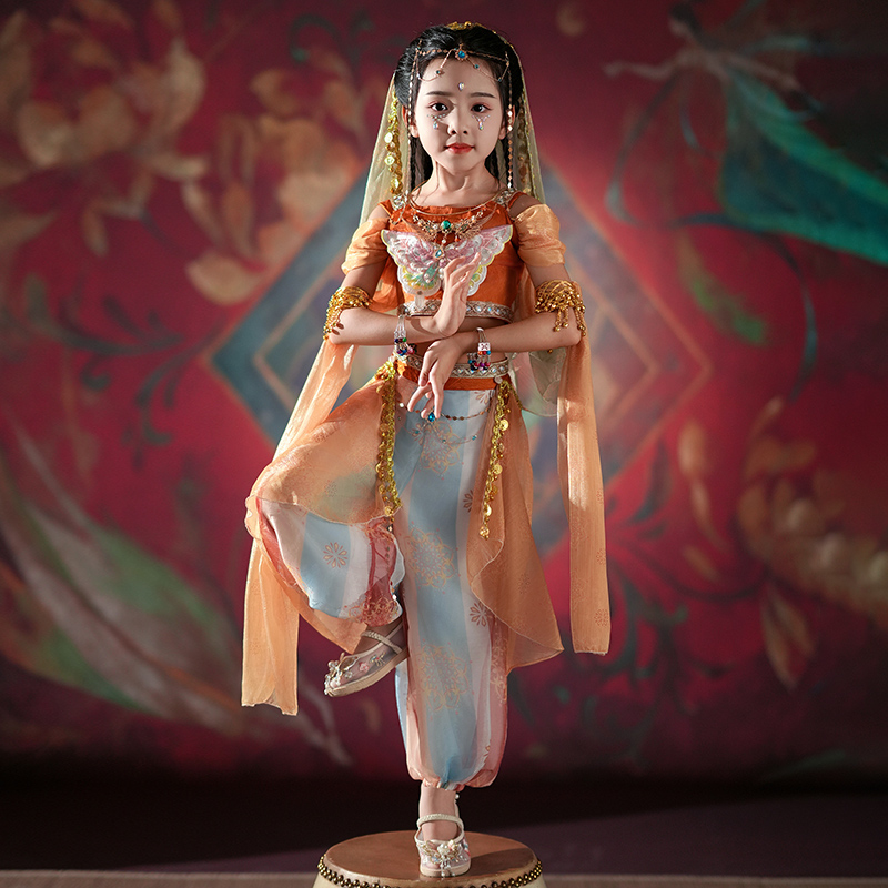 儿童敦煌飞天西域公主乐鼓舞蹈服