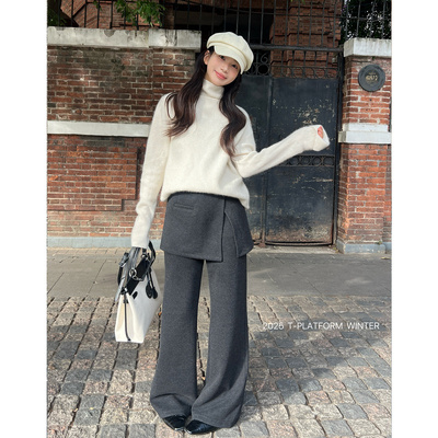 T台冬季加绒屁帘休闲裤