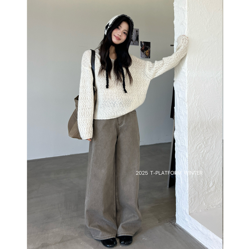 T台梨形显瘦厚绒休闲裤