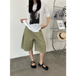 T台/T-PLATFORM 复古时髦显瘦廓形裤夏季百搭显瘦五分牛仔裤68309