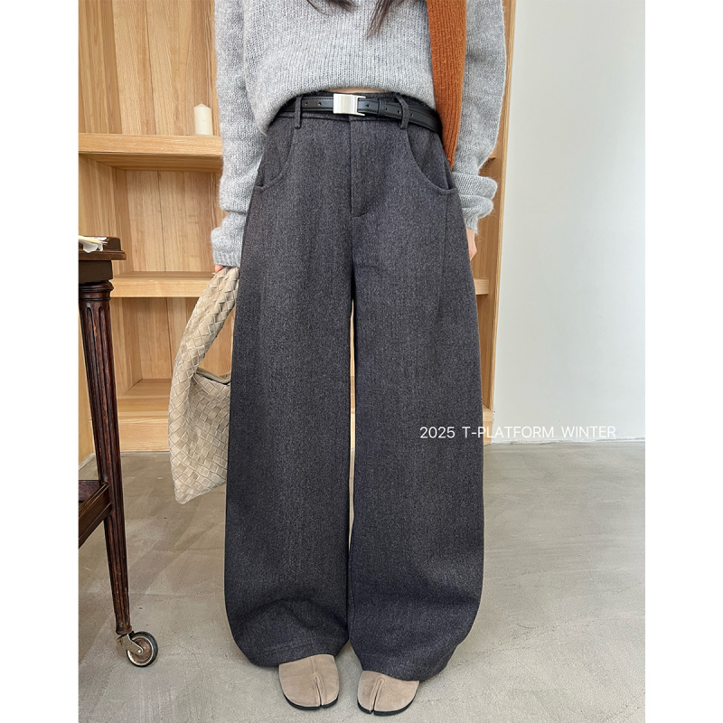 T台加绒休闲裤冬季毛呢男裤