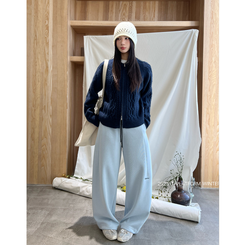 T台加绒卫裤韩系松弛感