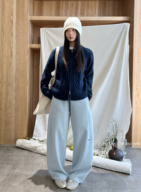 ［T台］T-PLATFORM广州十三行 冬款加绒卫裤韩系松弛感裤子83366