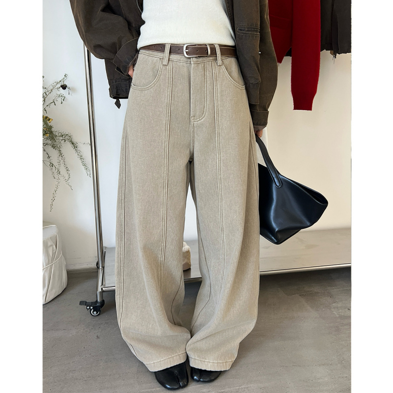 T台冬款厚绒牛仔裤显瘦遮胯