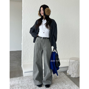 ［T台］T-PLATFORM广州十三行冬款厚绒牛仔裤高腰遮胯香蕉裤93283