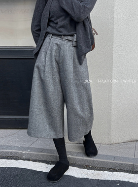 十三行T-PLATFORM简约慵懒风七分裤韩系穿搭显高休闲裤子女