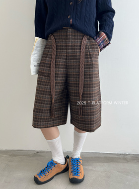 ［T台］T-PLATFORM广州十三行初冬加厚款休闲裤复古格纹裤子83235