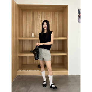 T台/T-PLATFORM牛仔翻边裤女夏日高腰显瘦高级感气质a字短裤68339