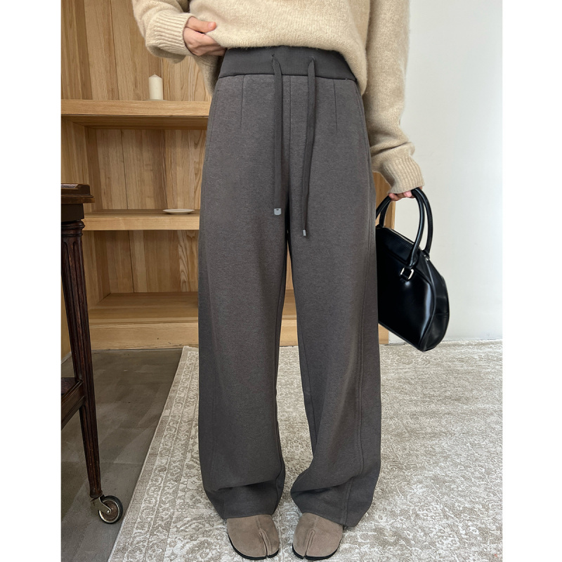 T台高腰抽绳阔腿裤432