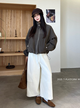 ［T台］T-PLATFORM 冬季松弛感小个子休闲裤显瘦百搭气球裤83385