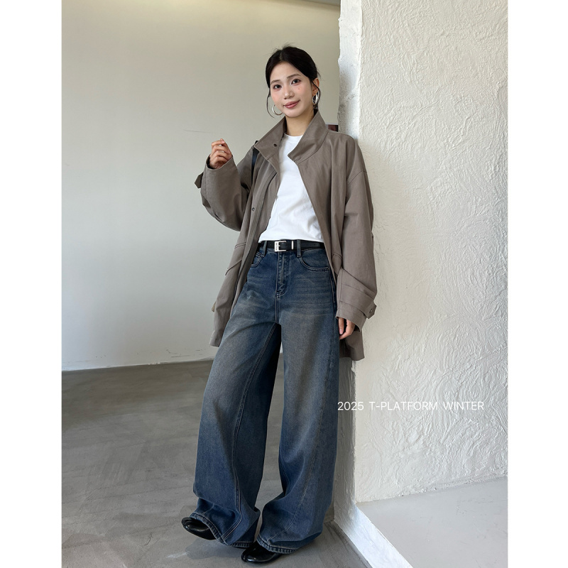 T台冬款薄绒水洗牛仔裤