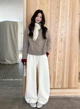 ［T台］T-PLATFORM广州十三行2025新款软糯垂坠感厚绒卫裤83367-1