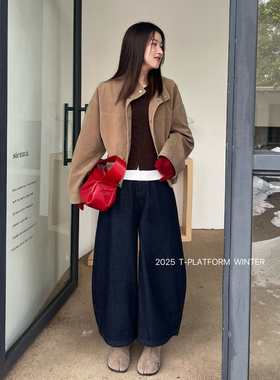 ［T台］T-PLATFORM广州十三行冬季薄绒牛仔裤小个子气球裤93008-1