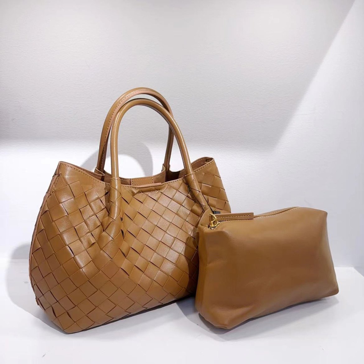 晴茉  夏季新款    全羊皮时尚百搭大容量子母手提包