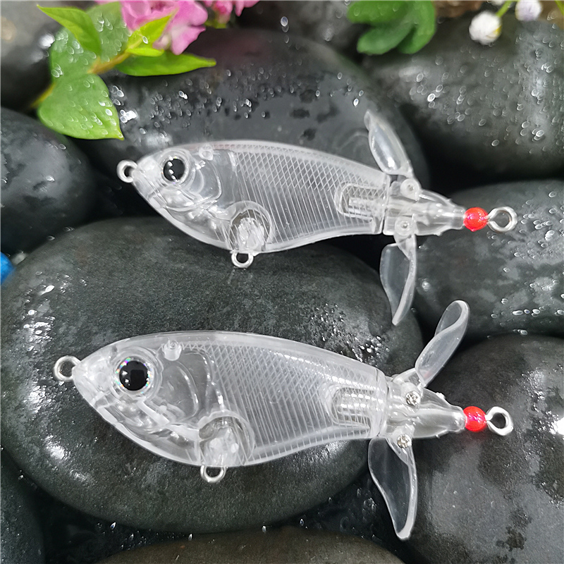 多渔趣新品7cm/8.2g双桨叶水面拖拉机路亚饵透明无涂装假饵毛坯