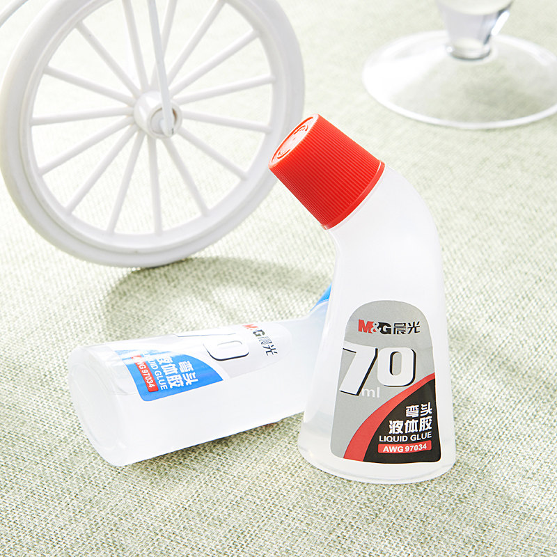晨光弯头胶水70ml办公用品透明液体胶awg97034学生剪纸文件纸张手