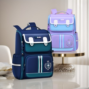 一三到五六年级小学生一体式书包护脊轻便男女孩儿童双肩包英伦风