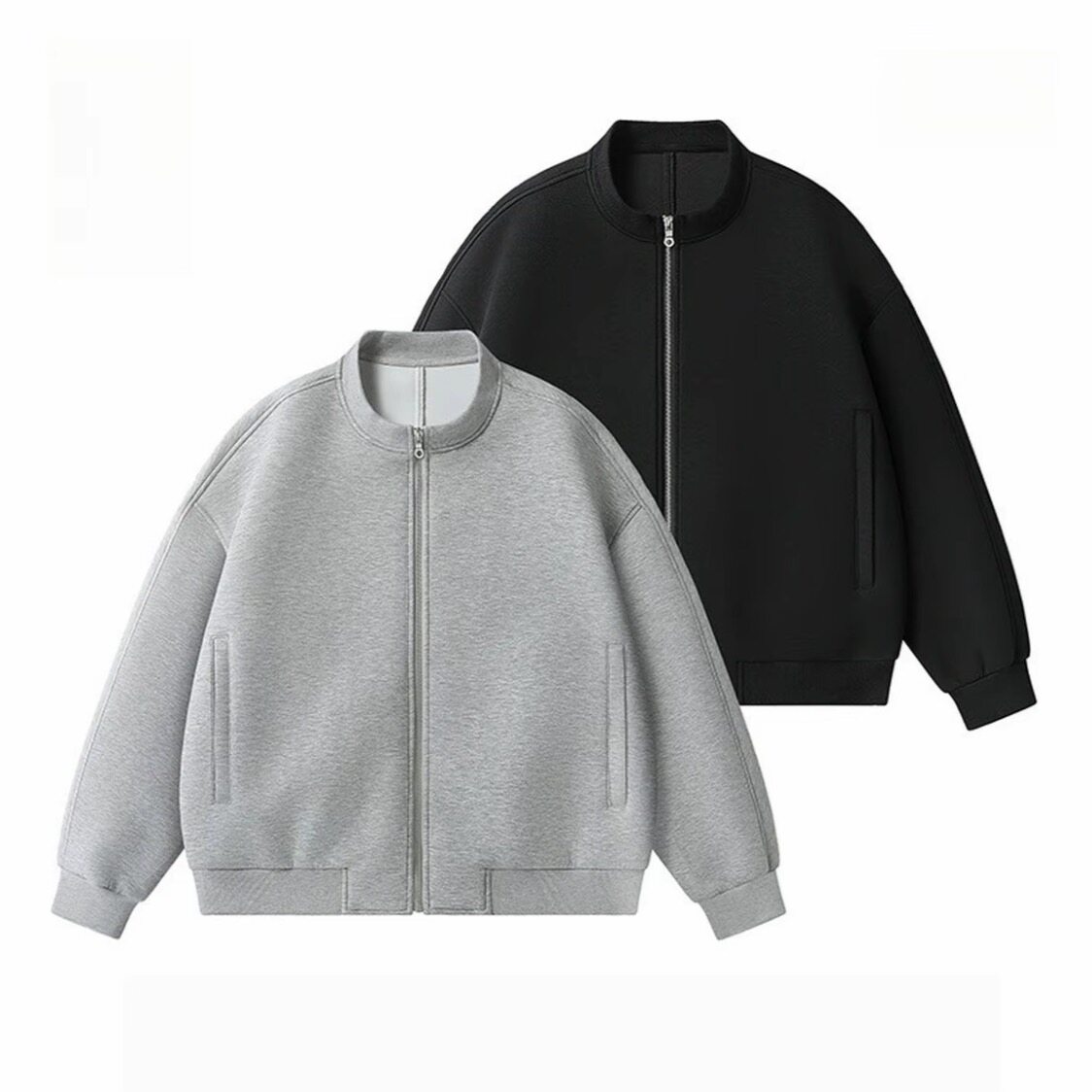 北木服饰日常圆领拉链宽松立领纯色棒球领帅气男士卫衣外套wG2601