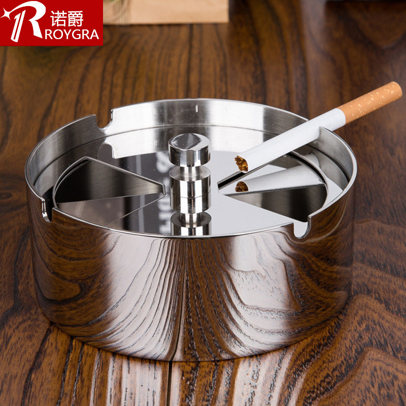 旋转翻盖不锈钢时尚烟灰缸防风车用商务烟盅办公茶桌烟缸大号