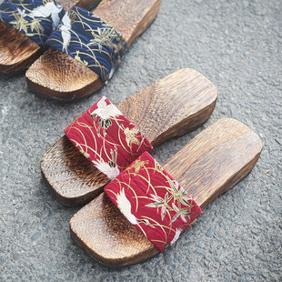 女日式 木屐女包头一字拖鞋 凉拖cos日本厚底木拖鞋 夏高跟和风