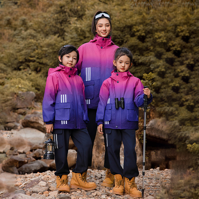澜洋贝贝冬季加绒冲锋衣班服儿童三合一校服套装幼儿园园服F2506