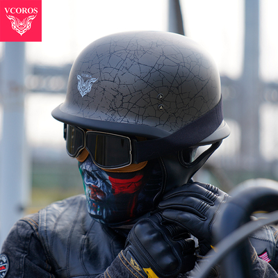 VCOROS摩托车头盔瓢盔德式钢盔大兵盔男女机车巡航复古半盔3c认证