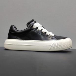 清仓处理外贸尾货青年轻便厚底黑面白底纯牛皮百搭休闲鞋板鞋增高