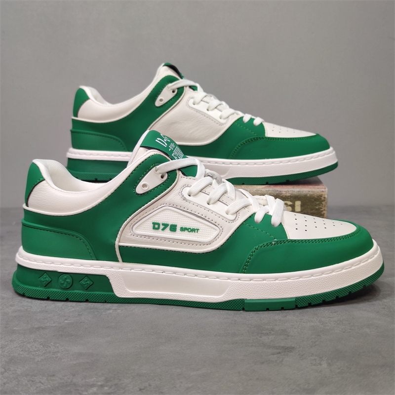 捡漏真皮拼色休闲运动板鞋潮