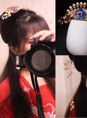 唐宋明制长流苏对簪新娘头饰珍珠