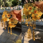 蜀梦阁颤枝蝴蝶仿花丝镶嵌古风汉服明唐宋百搭掩鬓后压流苏步摇钗