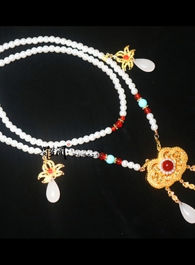 蜀梦阁原创汉服二次元古风新年拜年长命锁璎珞百搭富贵长背云饰品