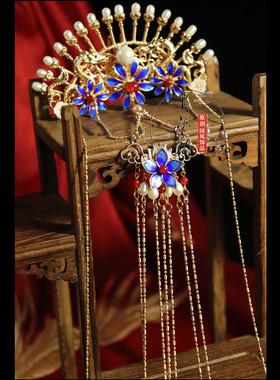 原创汉服明制百搭珍珠烧蓝不打结