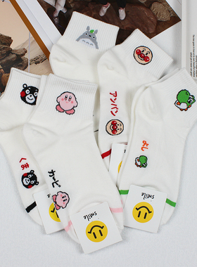 韩国进口袜子女短袜新款东大门春秋白色可爱卡通动漫甜美常规收口