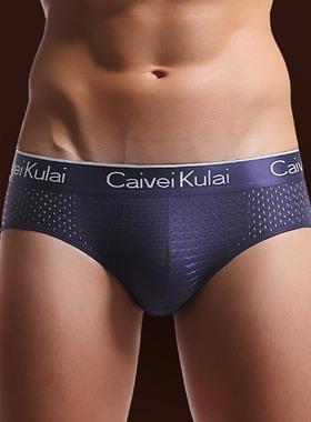 男士内裤男三角裤冰丝网孔透气夏季镂空网眼超薄款无侧缝νckν