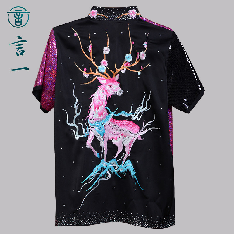 言一武术长拳彩服武术服比赛服亮钻功夫服表演服中国男女定做