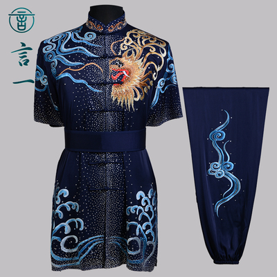 言一武术新款竞赛武术服比赛服彩服长拳服南拳服练功服体考
