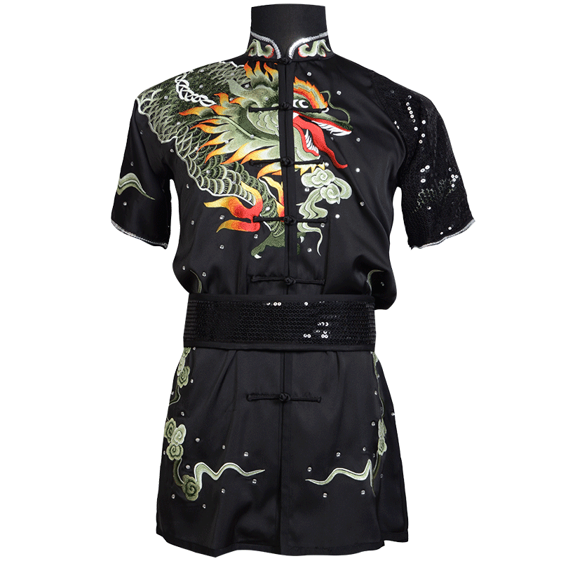 言一男新款刺绣亮片武术服定制