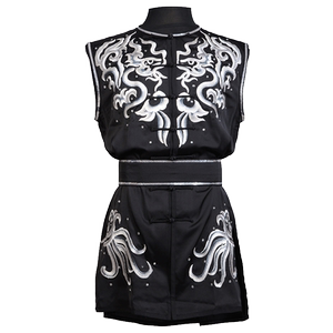 言一武术新款南拳服黑色刺绣亮钻户外运动练功服定制男女款彩服