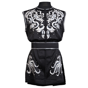 言一武术新款南拳服黑色刺绣亮钻户外运动练功服定制男女款彩服