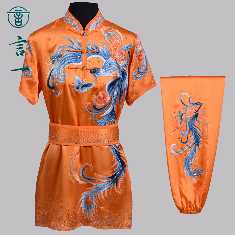 言一武术真丝绣花长拳服彩服比赛服武术表演南拳功夫竞技体考女男
