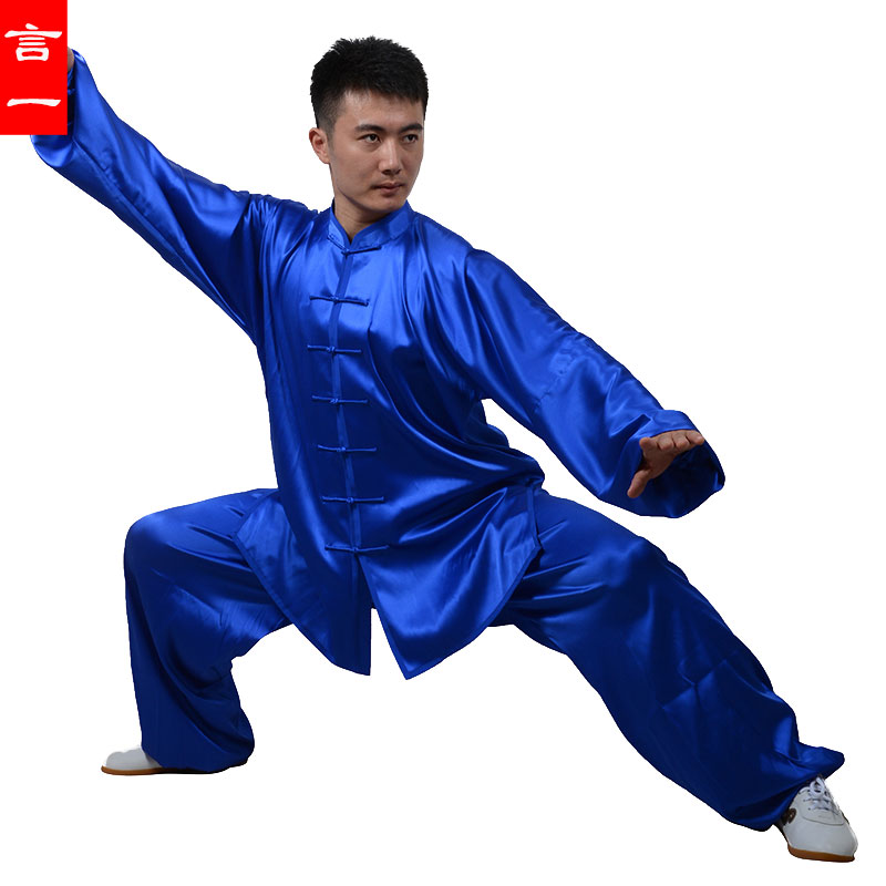 言一新款桑蚕丝太极服表演服真丝