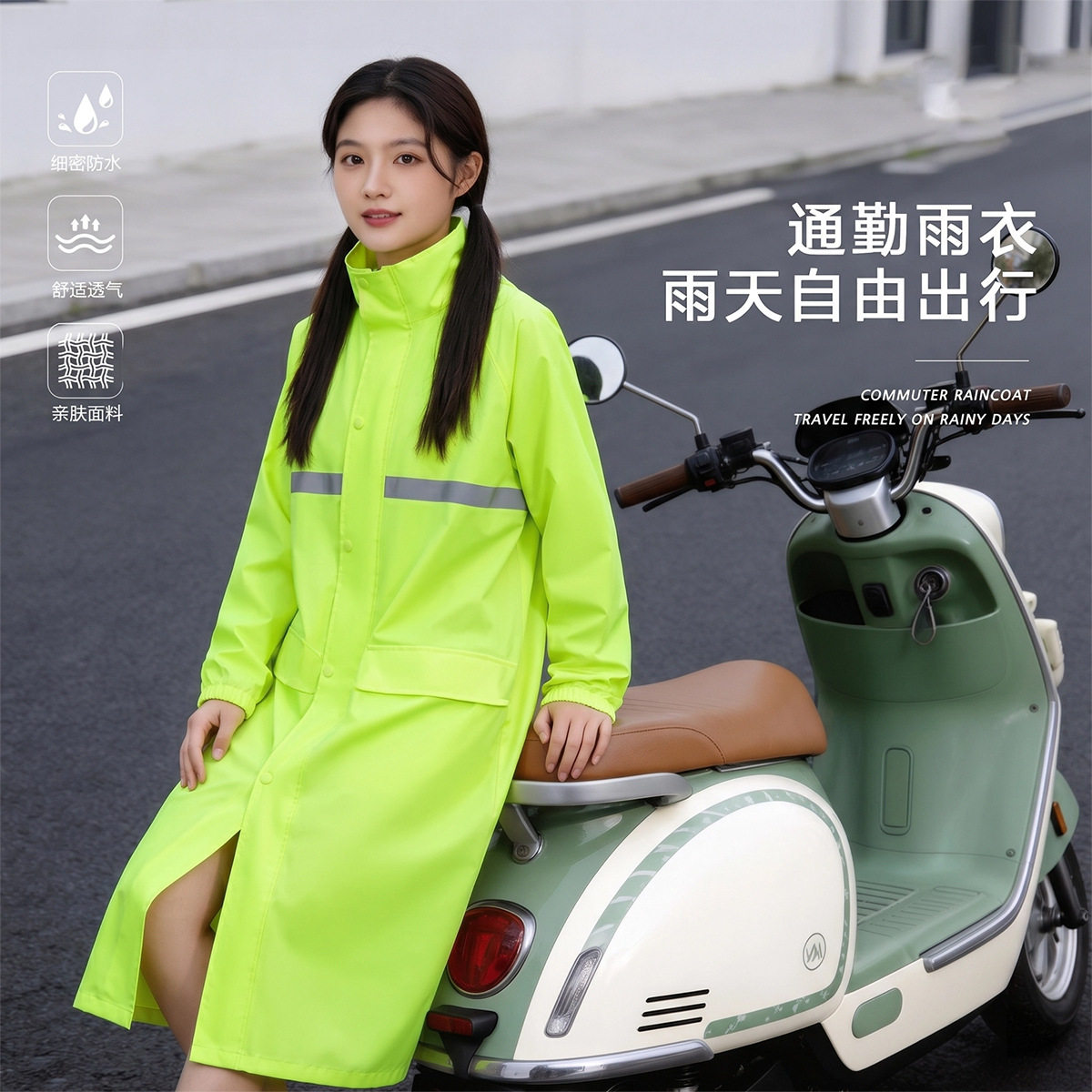 跨境牛津布长款一体式防暴雨成人电动车雨披成人专用加厚骑行雨衣