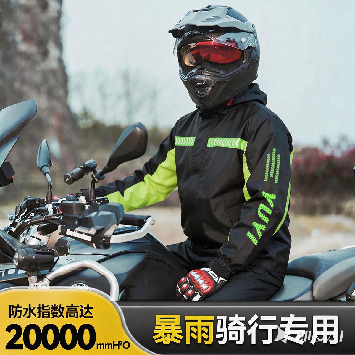 分体式雨衣男摩托车骑行电动车套装防暴雨雨裤加厚男摩托车雨衣