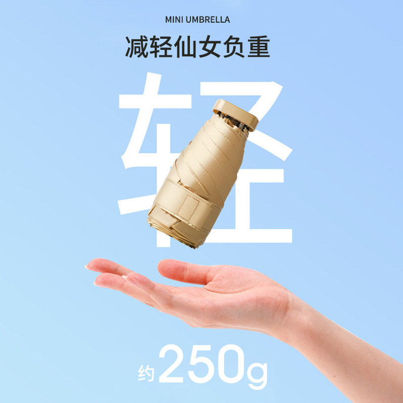 迷你卡片太阳伞便携小巧防晒遮阳伞加厚折叠胶囊伞logo定制广告伞