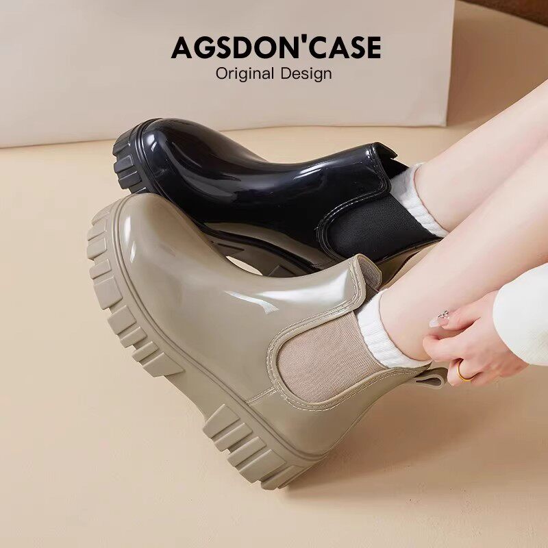 厚底中筒雨鞋女款2024新款防水防滑成人水鞋轻便胶鞋时尚网红